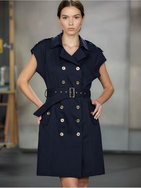 Calvin Klein Navy Trench Style Dress Sz 10
